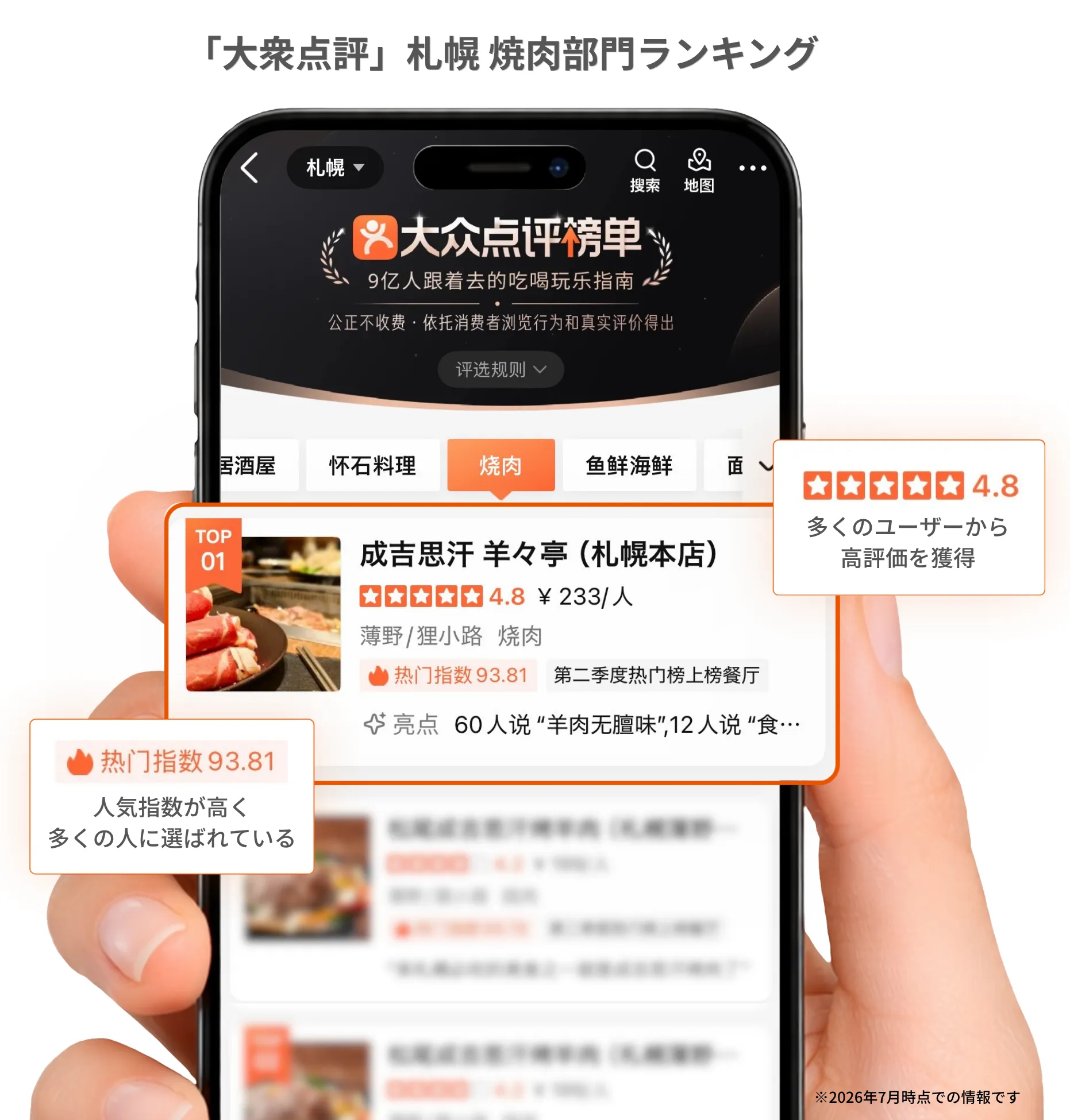 ジンギスカン 羊々亭 大衆点評画面