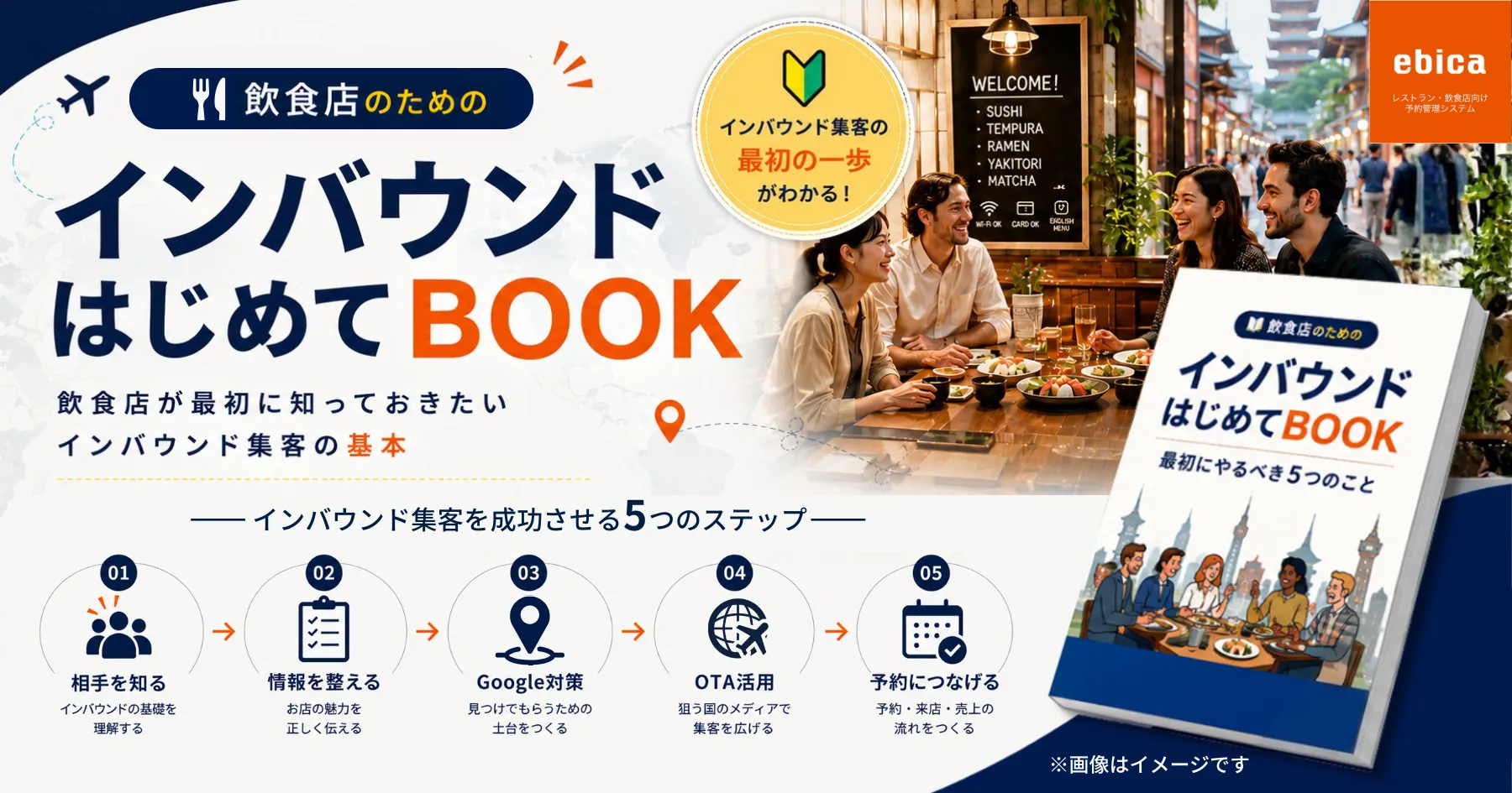 <strong>【無料配布中🎁|インバウンドはじめてBOOK】</strong> インバウンド需要を逃していませんか?飲食店が最初に取り組むべき5つのステップをわかりやすく解説。訪日観光客のお客様を増やしたい飲食店必見の無料入門ガイドです。