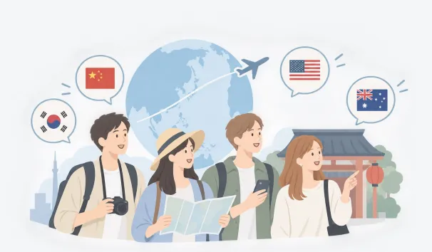 海外からの旅行客のイラスト