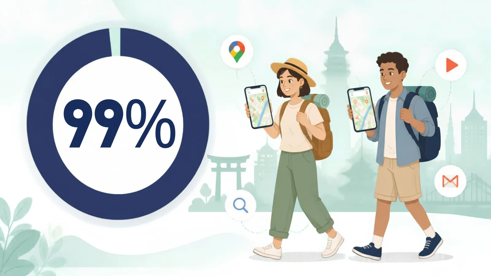中国を除く訪日観光客99%が、GoogleマップをはじめとするGoogleの各種サービスを利用。